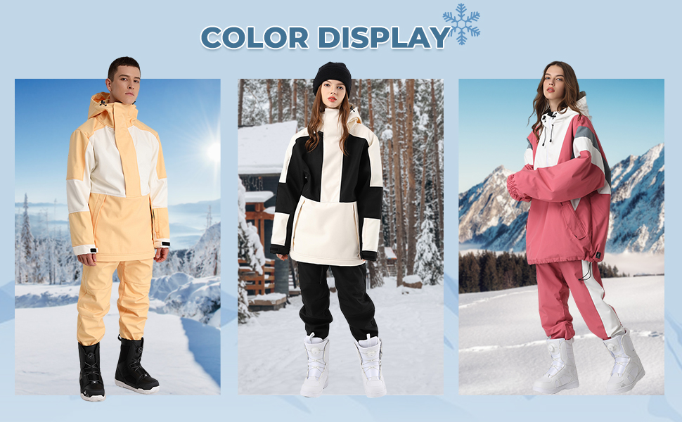 Сніговий комбінезон HOUZONIY для жінок та чоловіків. Теплий, водонепроникний, з капюшоном, для катання на лижах та сноуборді. Розмір S T63+Рожевий