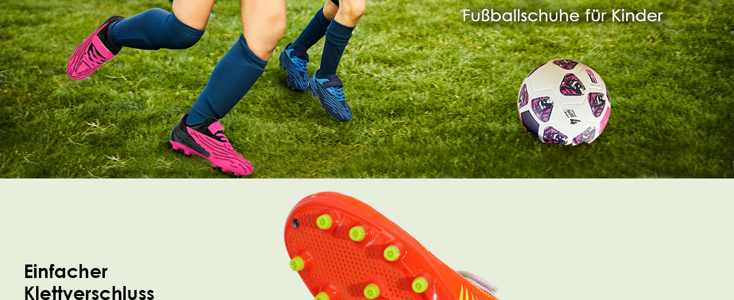 Дитячі футбольні бутси JABASIC для твердого поля, шипові, для хлопчиків та дівчаток, 30 EU, помаранчево-лаймовий колір