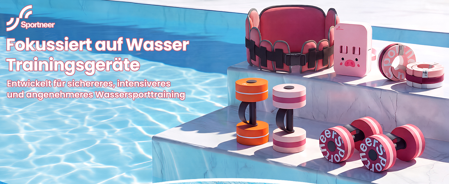 Sportneer Aqua Hanten (2 шт.) - Водні гантелі для аквааеробіки, аквафітнесу та аквабігу (Рожеві, L)