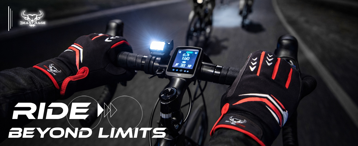 Велосипедні рукавички BEAST RAGE з посиленням, антиковзкі, амортизуючі, дихаючі, для MTB, BMX, шосе, червоні
