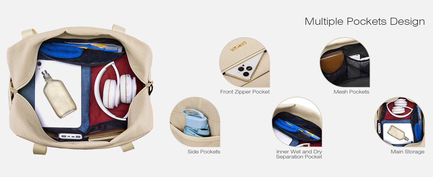 Спортивна сумка-рюкзак для ручної поклажі Wizzair/Vueling 40x30x20, водонепроникна, для подорожей, фітнесу (Бежевий+чорний)