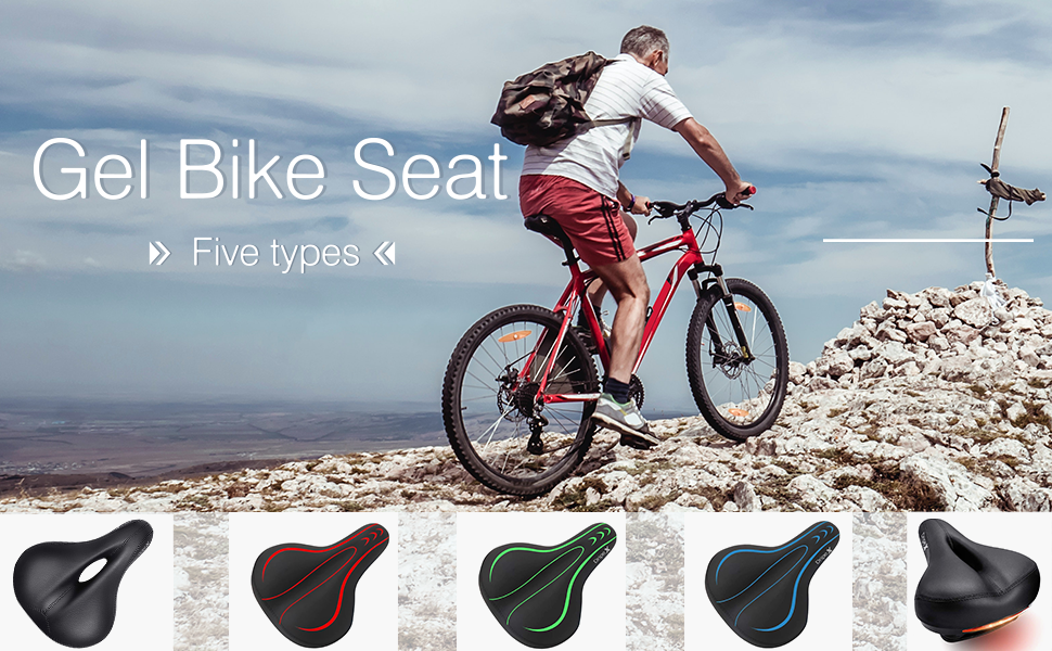 Велосипедне сідло Dripex для чоловіків та жінок: зручне, м'яке, гелеве, водонепроникне, ергономічне. Підходить для MTB, Citybike, шосейної велосипедів (Червоний)