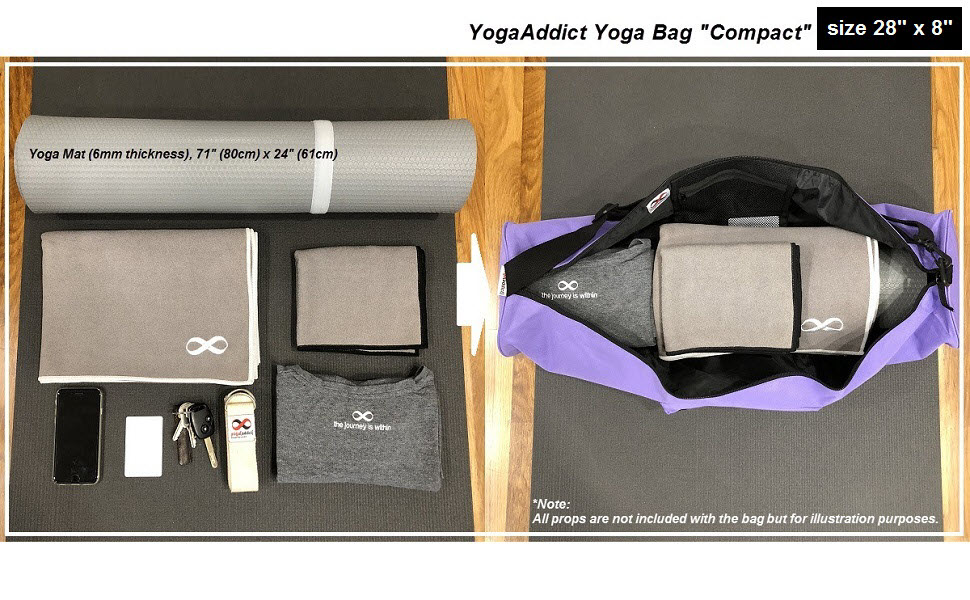 Сумка для килимка для йоги YogaAddict 'Compact з кишенею, довжина 71,1 см, підходить для більшості розмірів килимків, надзвичайно широка, легкий доступ - темно-синій