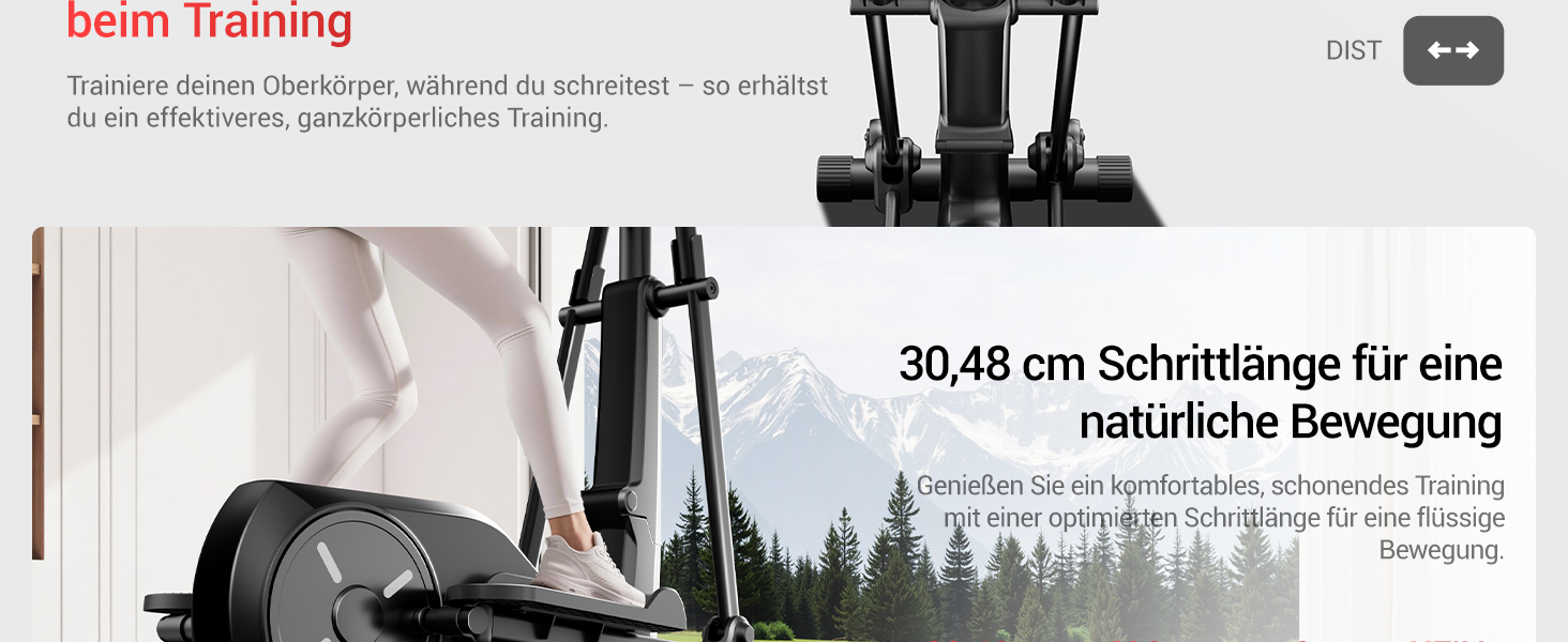 UMAY Еліптичний тренажер для дому ET30: 16 рівнів опору, тихий магнітний привід, довжина кроку 40 см, датчики пульсу, LCD-дисплей, вантажопідйомність 159 кг