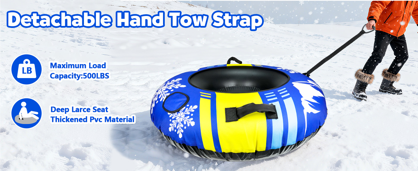 Надувний сніговий санки ZMLM, 120 см, для дорослих та дітей, міцний, з канвасом, зимові розваги для сім'ї