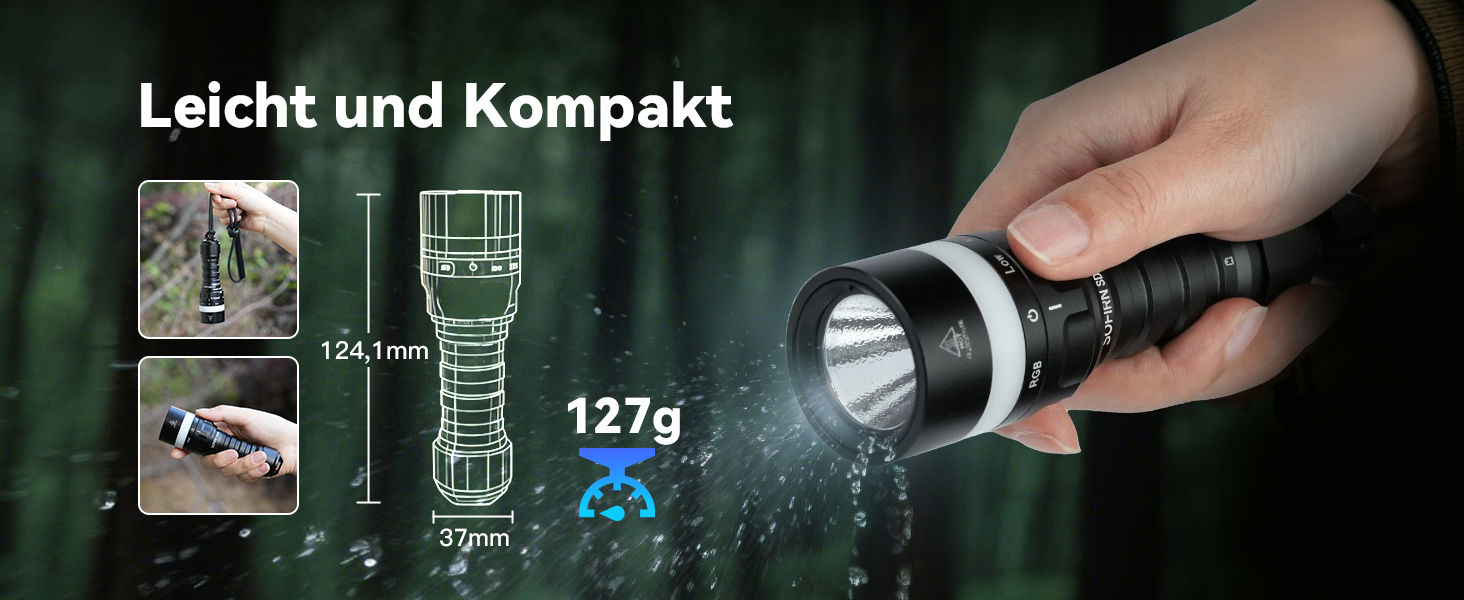Sofirn SD08 водонепроникний ліхтар-підводний світильник LED, 3200 люмен, з LED-індикатором позиції, 4 режими, IPX8, для дайвінгу, підводної фотографії та повсякденного використання