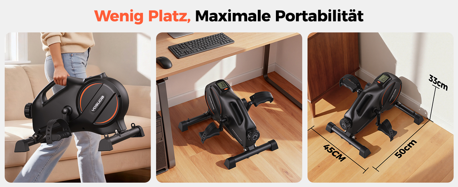 YOSUDA Pedaltrainer PRO: тренажер для ніг та рук для дому з регулюванням опору, 16 рівнів, нековзна поверхня