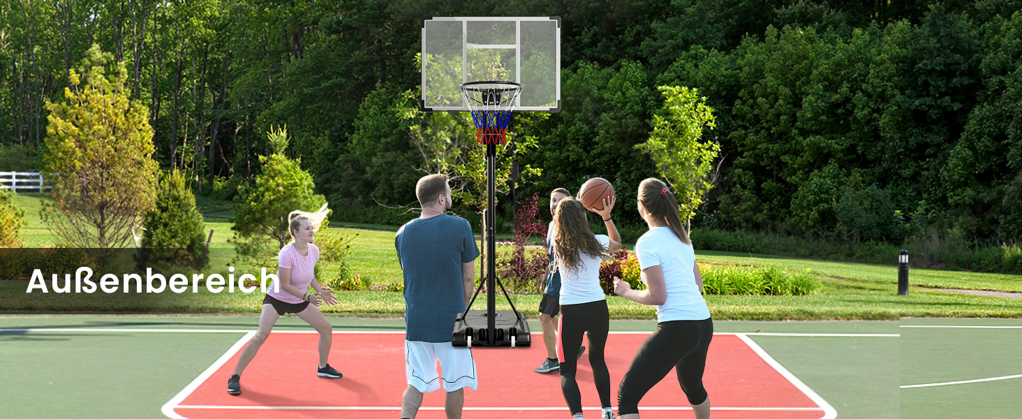 Баскетбольне кільце Gymax вуличне, регульована висота 204-358 см, стійка на колесах, з утяжеленою основою, для підлітків та дорослих 236-305 см