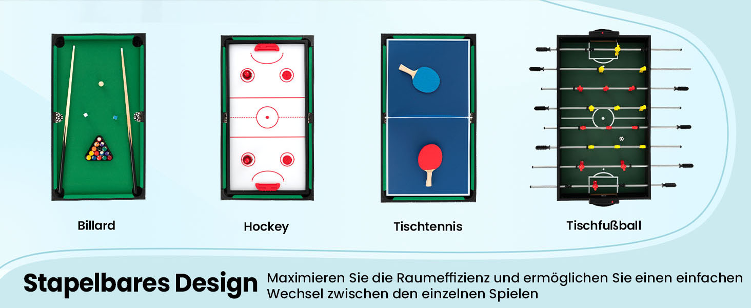 DREAMADE 4-в-1 ігровий стіл: футбол, хокей на повітрі, більярд, теніс. Для дітей та дорослих