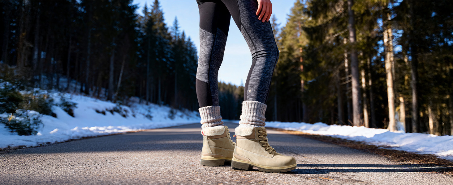 Черевики для ходьби ANJOUFEMME для жінок, зимові черевики, водонепроникні та теплі, для активного відпочинку, трекінгу та зимового хайкінгу, 40 EU, колір: бежевий з хутром