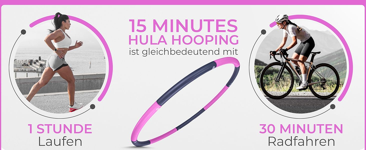 Hula Hoop для дорослих 1.5 кг, регульований, стабільний - обруч для фітнесу та схуднення (NBR піна) - графітово-пурпуровий