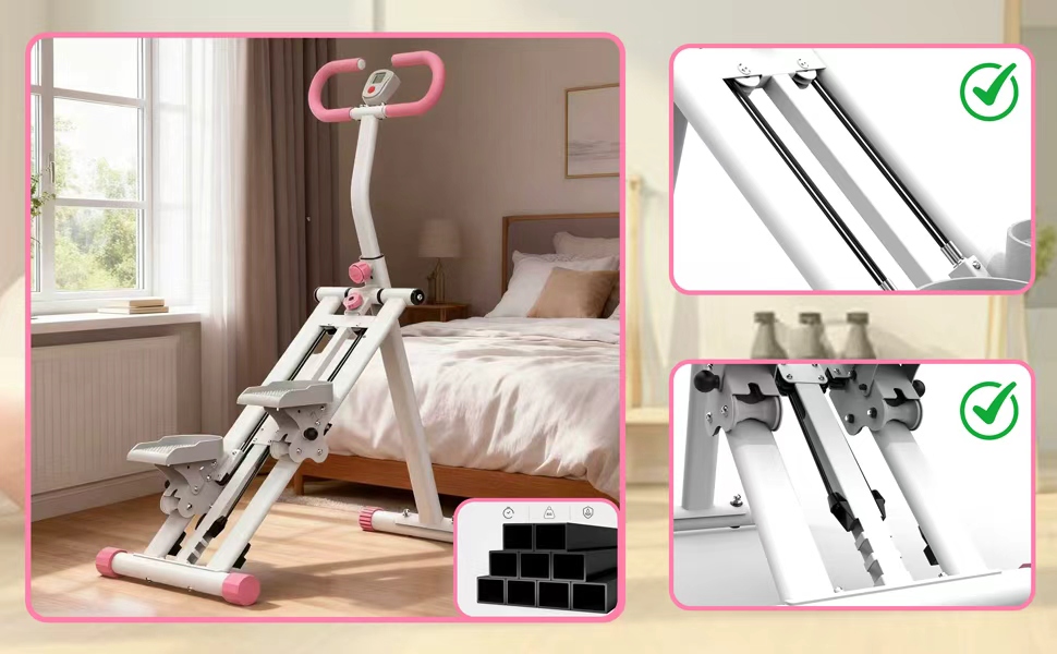 Сходи-степер з регульованим опором для дому – тренажер для кардіотренувань з LCD-дисплеєм та компактним дизайном | Ідеальний для домашнього спортзалу, квартири та офісу (Білий)