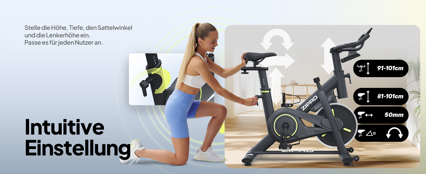 ZIPRO Hometrainer: велотренажер для дому з екраном та мобільною програмою. Стаціонарний велоергометр, до 120 кг, Cardio Fitness