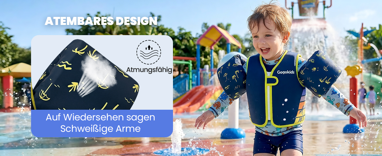 Дитячий рятувальний жилет Gogokids з плавниками, 2-6 років (10-30 кг), синій – для басейну, навчання плаванню