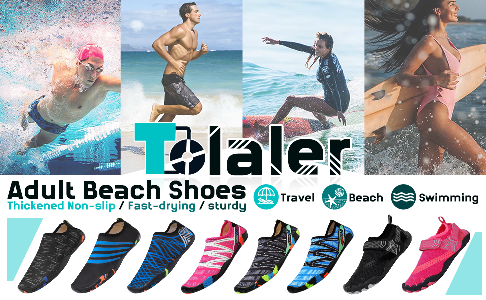 Водні черевики для жінок та чоловіків Tolaler: товсті, неслизькі, швидковисихаючі, міцні та довговічні. Ідеальні для пляжу, подорожей та плавання. Розмір 42 EU A 03