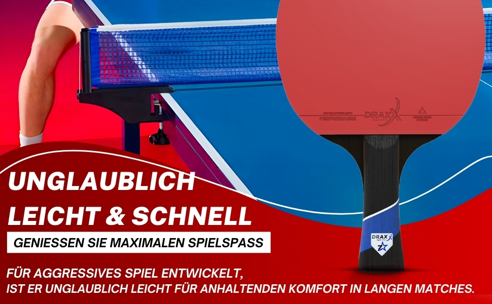 Набір ракетки для настільного тенісу DRAXX SPORTS 7 зірок | Професійна карбонова ракетка для контролю, обертання та потужності | Ультралегка, 175г | Губка 2мм & Високопродуктивний накладка
