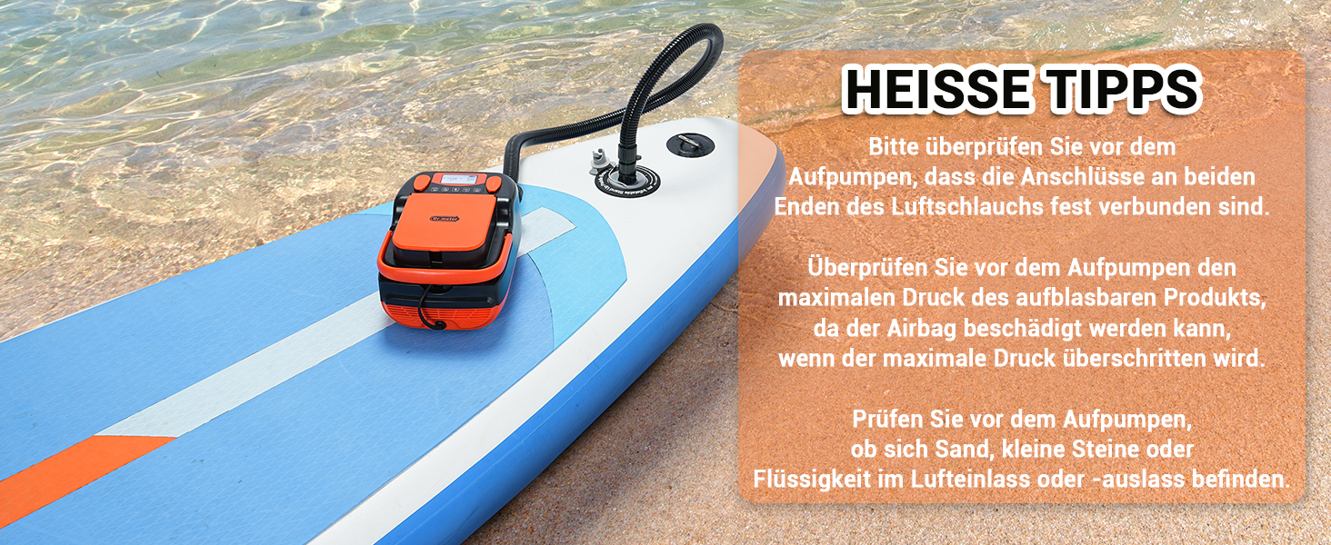 Електричний насос Dr.meter SUP з акумулятором 6000mAh: для SUP-дошок, човнів, наметів, каяків