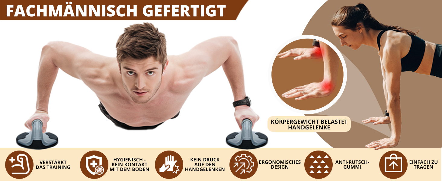 Стойка для віджимань ResultSport Power-Push-Up з м'якими ручками (чорний) для чоловіків та жінок, тренування грудей