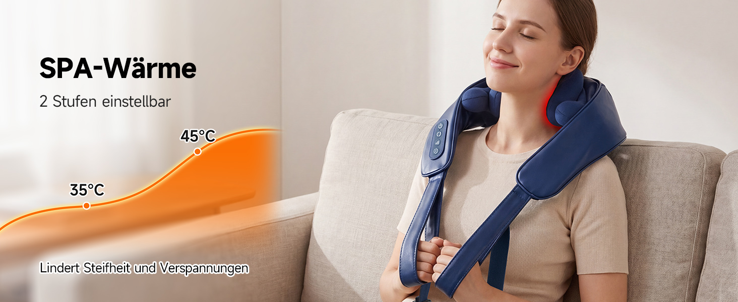 Масажер для шиї та тіла 8D Shiatsu Pro бездротовий з підігрівом - для шиї, плечей, спини, попереку та ніг. Подарунок для жінок та чоловіків, блакитний