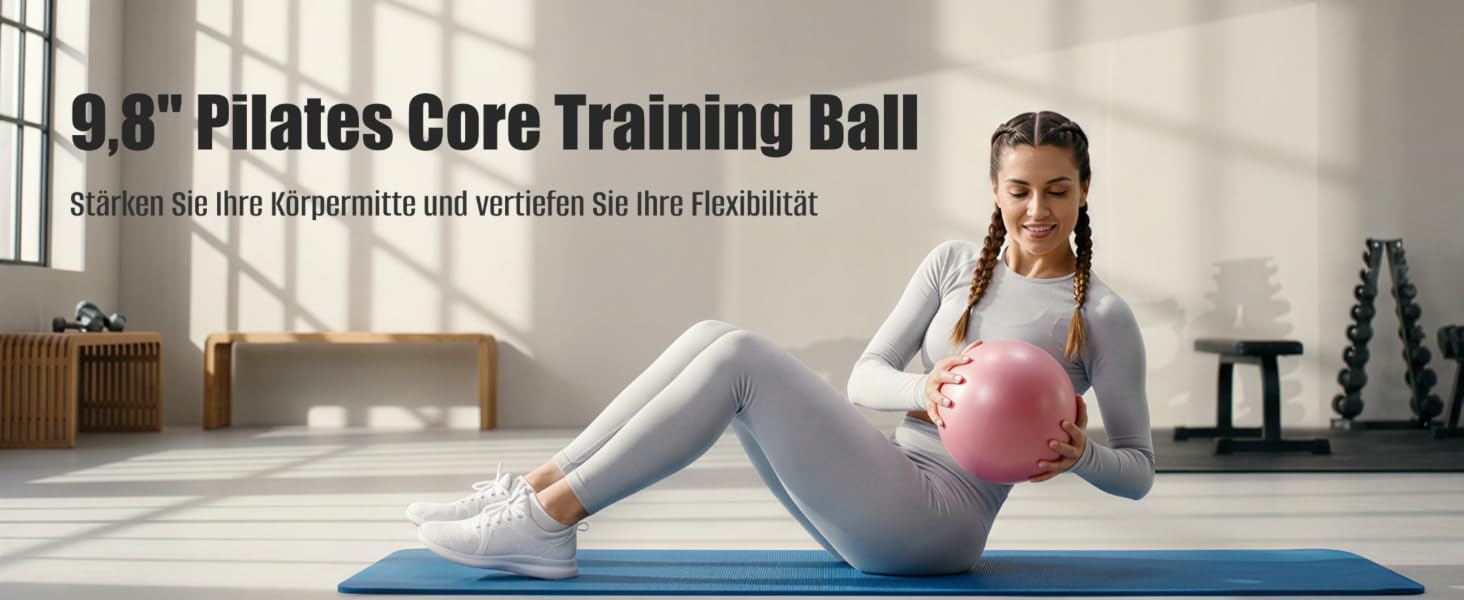 Pilates Set MaxU для жінок: коло 35 см, м'яч, гумові стрічки, кільце з лічильником та шкарпетки. Ідеальний набір для домашніх тренувань для початківців. Рожевий колір.