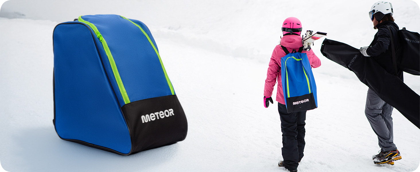 Чохол для лижних черевиків Meteor 42x42x30 см - рюкзак для лиж, черевиків, шолома та аксесуарів. Міцний, водостійкий, з поліестеру 600D, з ручками, для зберігання лижного спорядження. Зелений / Чорний