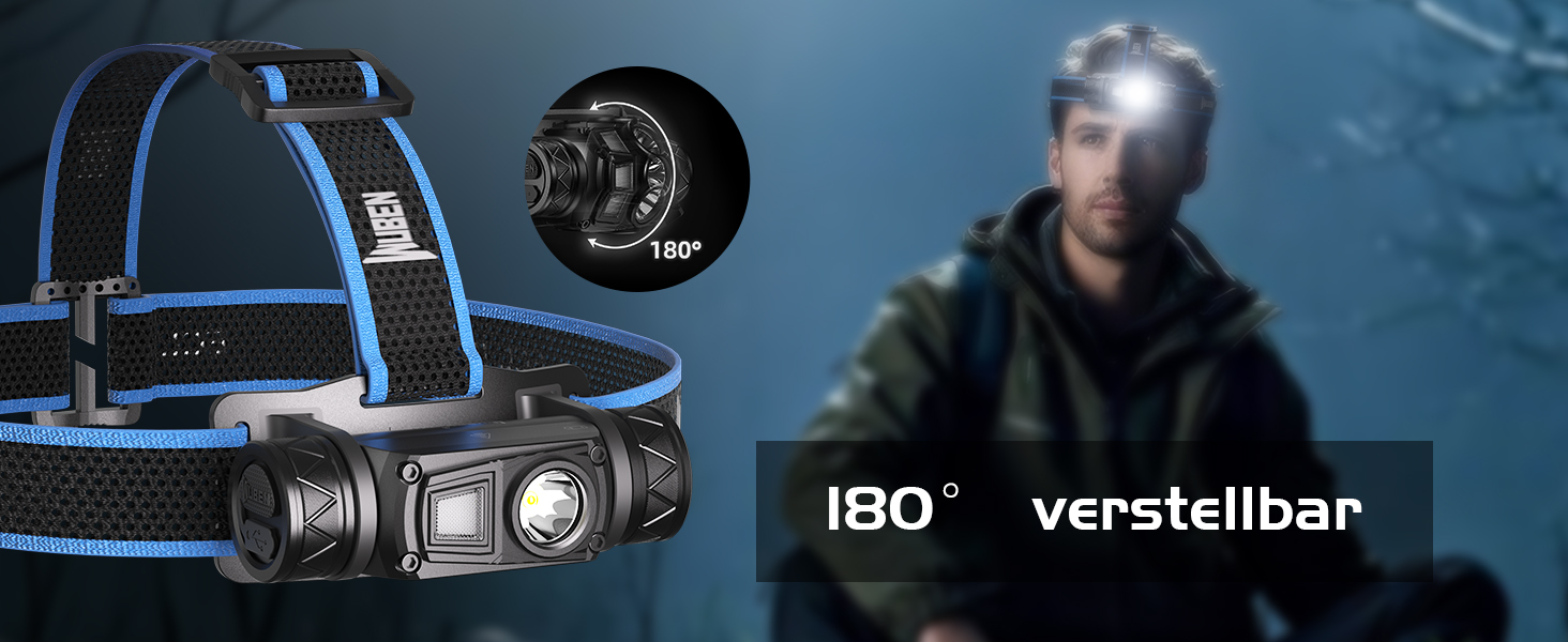 Ліхтарик на лоб WUBEN H1 Pro 1200 Lumen: LED, 10 режимів, USB-C, водонепроникний IP68, для кемпінгу та активного відпочинку