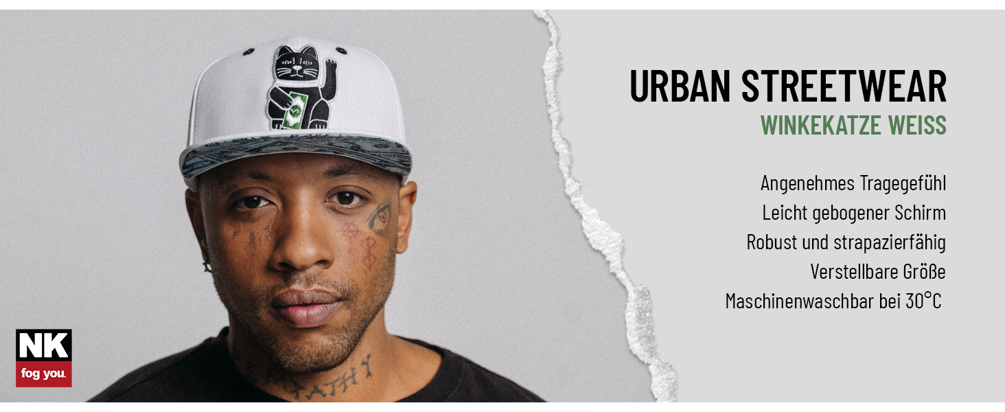 Кепка-снэпбек Nebelkind Winkekatze унісекс з прямим козирком, регульована, біла, стиль streetwear