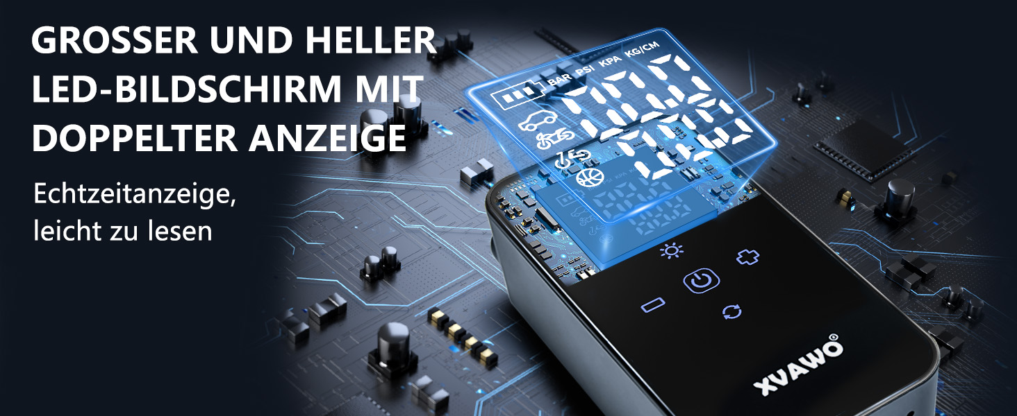 Електричний міні-компресор для накачування шин: насос для велосипеда, авто, мотоцикла, електровелосипеда та м'ячів з цифровим дисплеєм та акумулятором