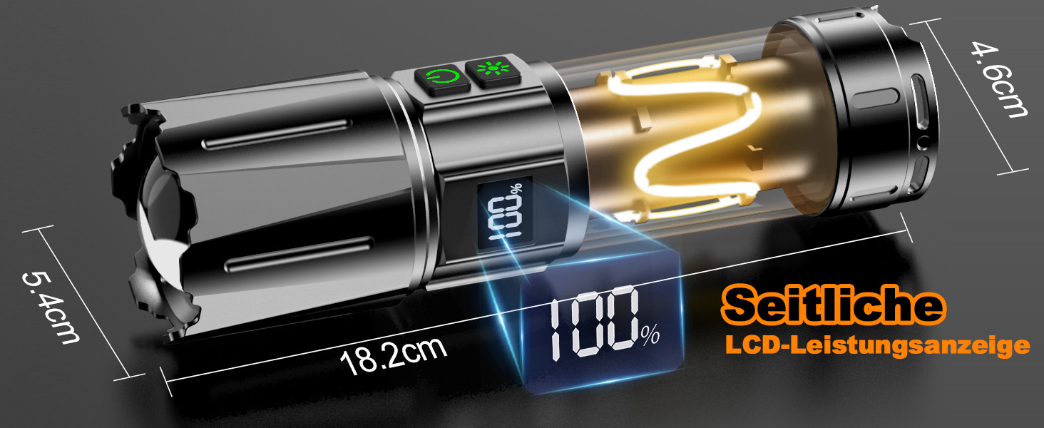 Ліхтар налобний LED Relybo, тактичний, 100000 люмен, з LCD-дисплеєм, 10 режимів, для кемпінгу та надзвичайних ситуацій, чорний