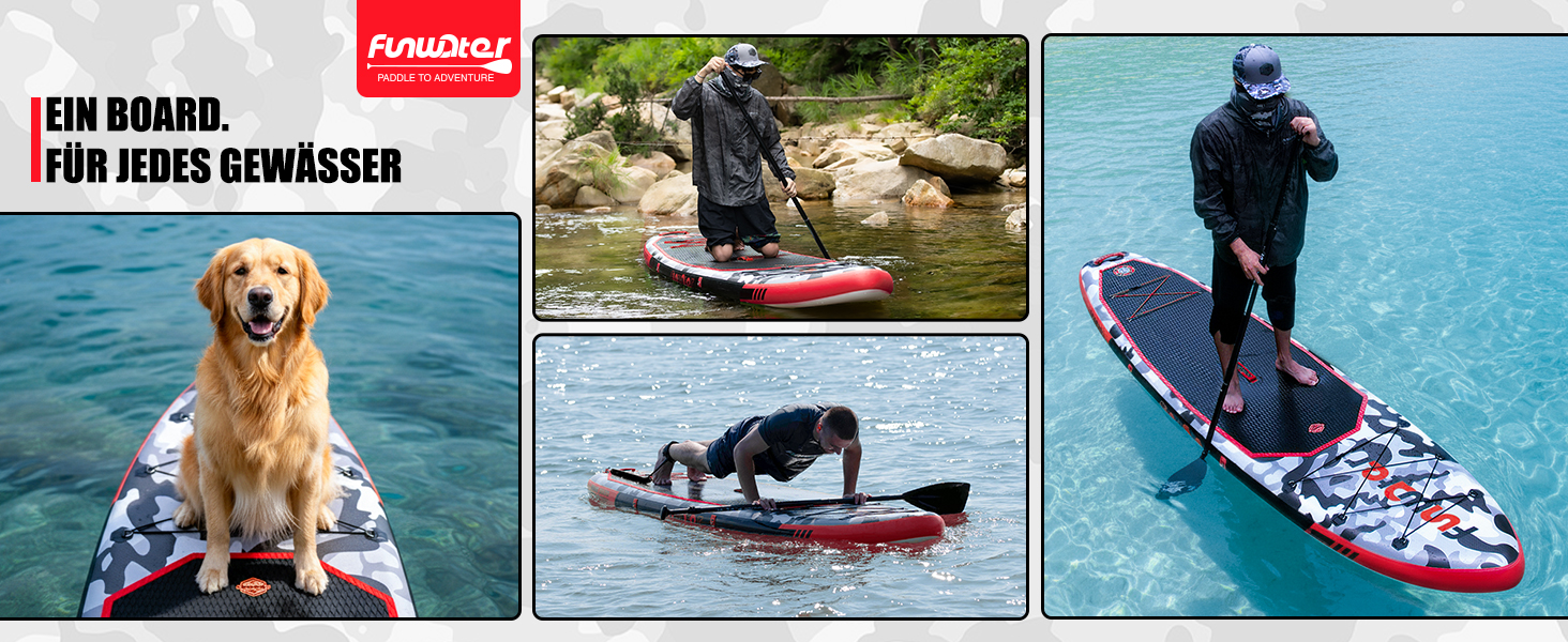 Надувний SUP Борд FunWater 10'10' - комплект з аксесуарами (чорний/зелений)