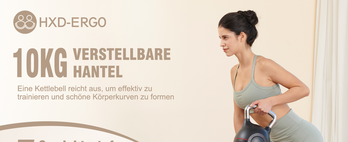 Регульований комплект гантелей-гирі HXD-ERGO 7 в 1 з алюмінієвим грифом для безпечного домашнього фітнесу, тренувань вдома, економія місця, 2-20 кг