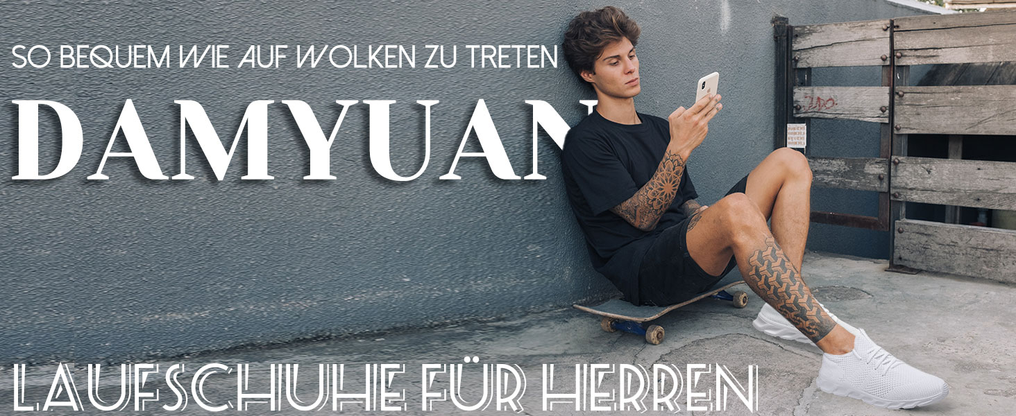 Чоловічі кросівки для бігу та занять спортом Damyuan. Легкі, дихаючі, чорного кольору, 43 EU. Підходять для бігу, тренувань, прогулянок та повсякденного носіння.