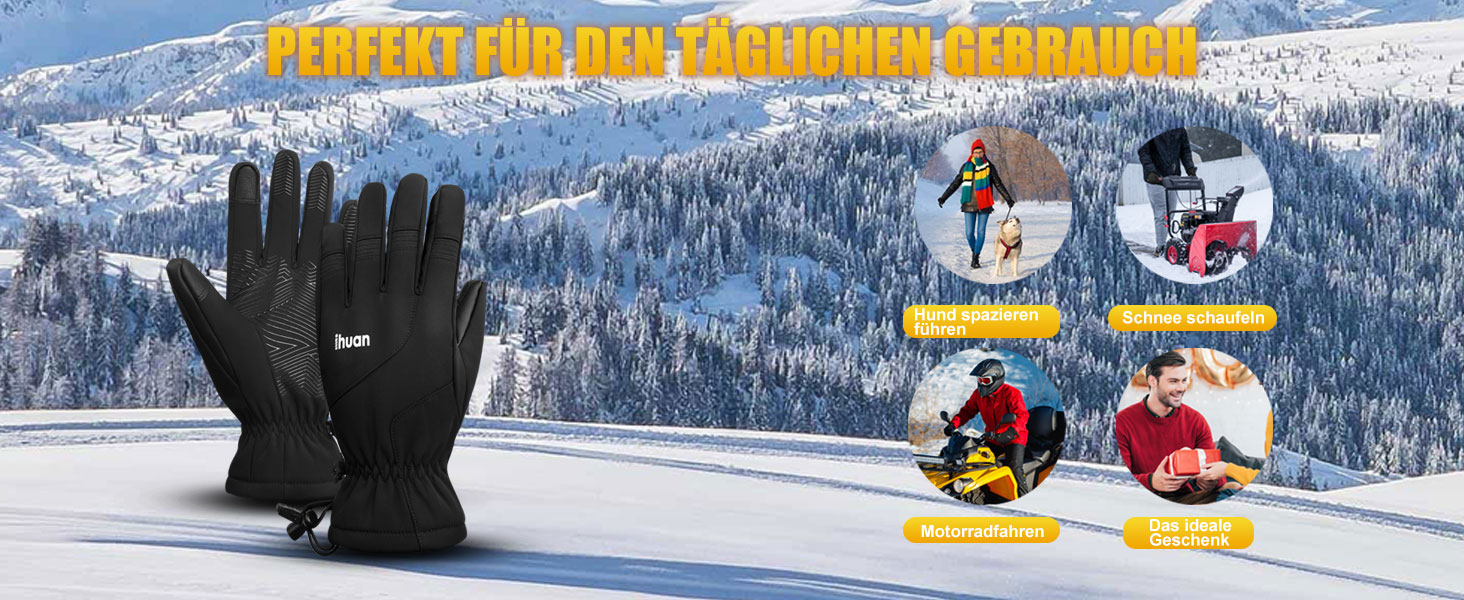 Зимові рукавички для катання на лижах та велосипеді, водонепроникні, теплі, чорні, для чоловіків та жінок