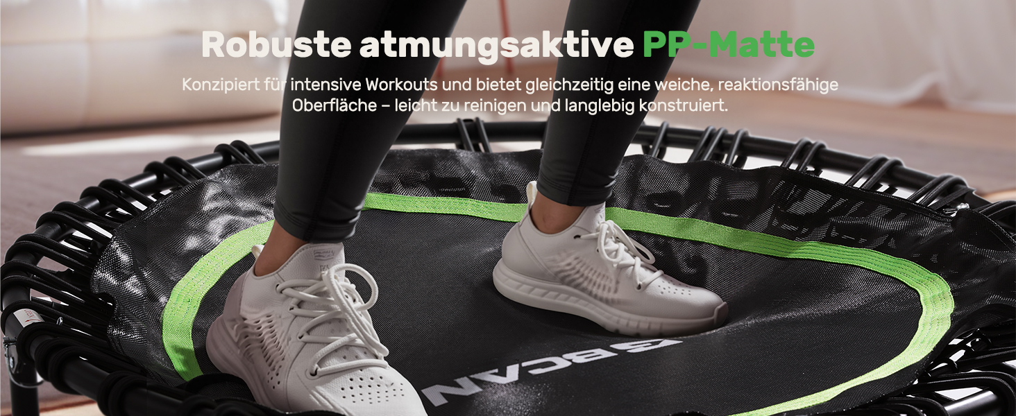 Міні-батут BCAN для дорослих, 102/122 см, до 204/250 кг, з бунжеєвими тросами, регульованою ручкою, стабільний, тихий, для дому та вулиці, тренування всього тіла, релаксація