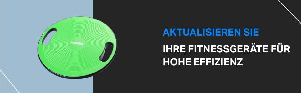 Wackelbrett POWRX для балансу та фітнесу (40 см) з ручками. Ідеально для фізіотерапії та пропріоцептивного тренування. Зелений колір.