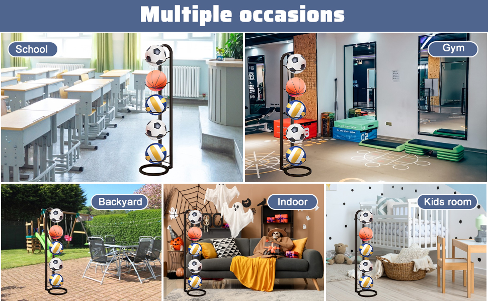 Стійка для зберігання м'ячів для футболу (5 шт.) - білий колір, багатоярусна, для демонстрації