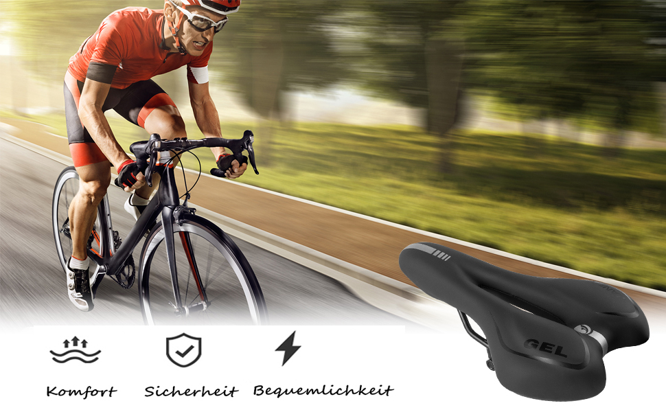 Велосипедне сідло MSDADA Gel MTB: комфортне, ергономічне, водонепроникне сідло для гірського велосипеда, BMX, шосе, міського велосипеда, спінінгу (чоловіче/жіноче)