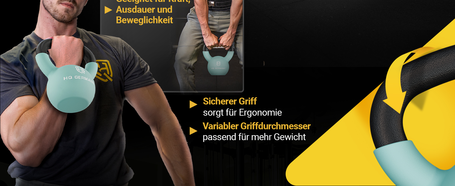 Гантель-гиря з неопрену HQ Germany® | Чавунний литник | 2-32 кг | Стартові набори | Точність ваги ±2,0%