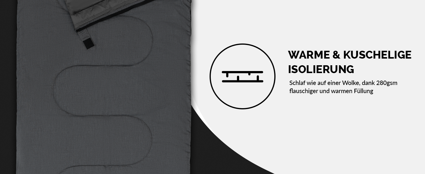 Спальний мішок туристичний 100% бавовна до -3°C з подушкою - Outdoor зимовий та літній спальний мішок [280GSM] для 3-4 сезонів (75x190см) - для жінок та чоловіків (теплий) Сірий