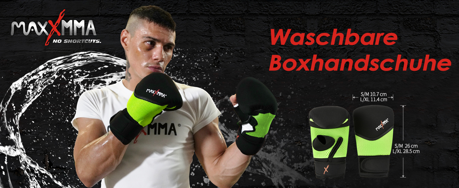 Боксерські рукавички MaxxMMA неопренові з захистом зап'ястя, чорні, L - для початківців, тренувань на мішку та фітнесу