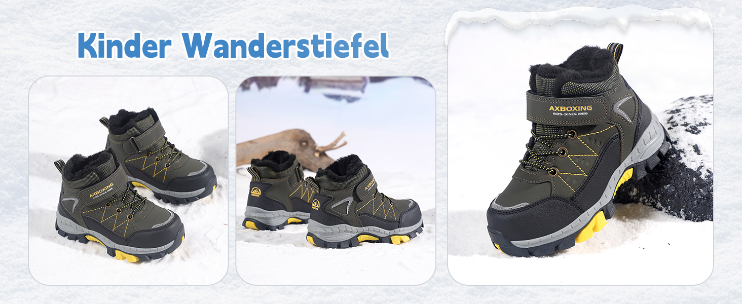 Зимові черевики для дітей TARELO, непромокаючі зимові чоботи, черевики для хлопчиків та дівчаток, утеплені трекінгові черевики 32-39 (Зелений, 39 EU)