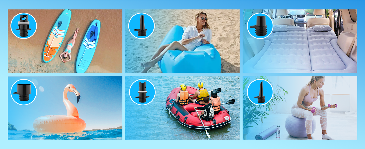 Електрична повітряна насос NACATIN для SUP дошок з акумулятором, 16 PSI, подвійний етап надування та здування, автоматичне вимкнення