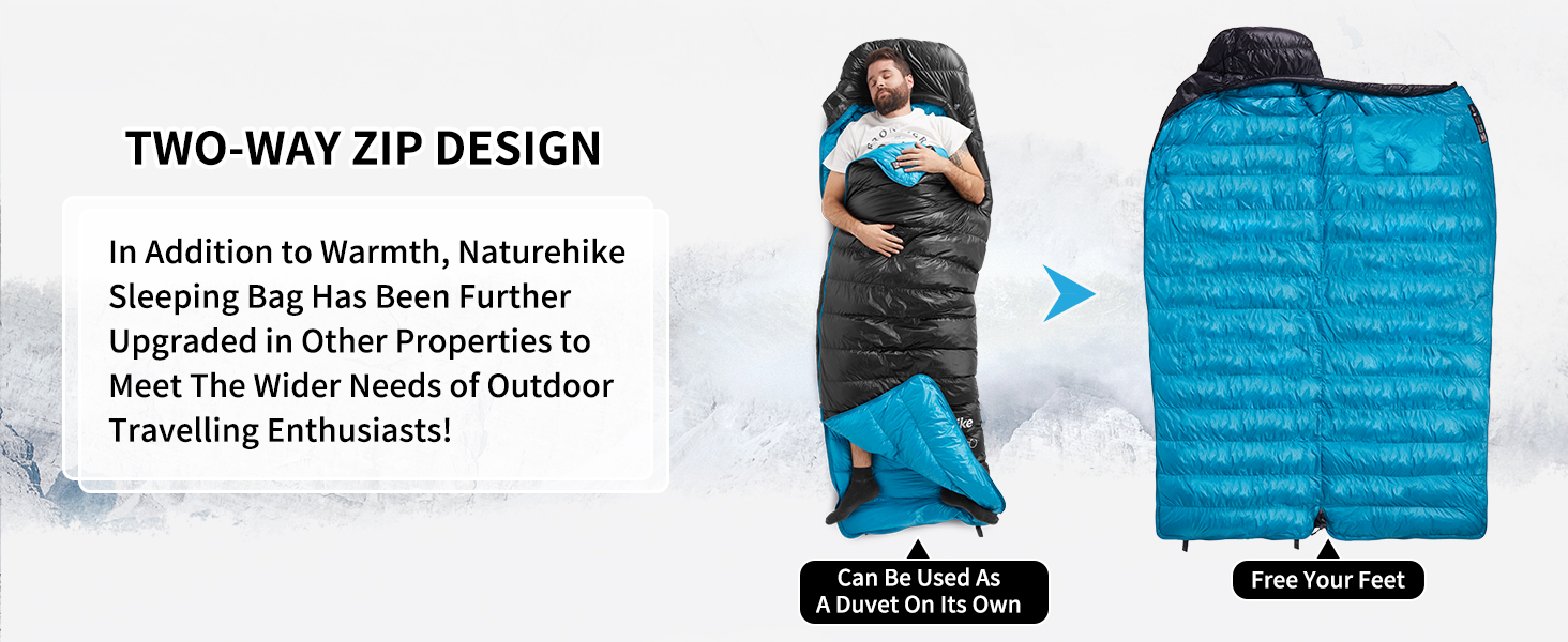 Сплячий мішок Naturehike 750FP, 4-сезонний, теплий зимовий, ультралегкий, компактний, з компресійним мішком для кемпінгу (CW700/Чорний/L)