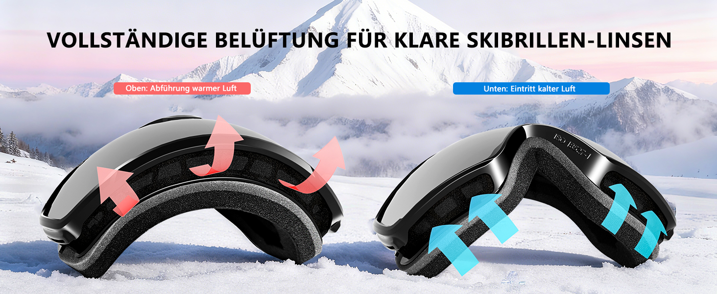 Окуляри для сноуборду та гірських лиж Innerking OTG, Anti-fog & UV400, з подвійним склом для корекції зору, чоловічі/жіночі/підліткові, чорний/срібний (VLT 11%)