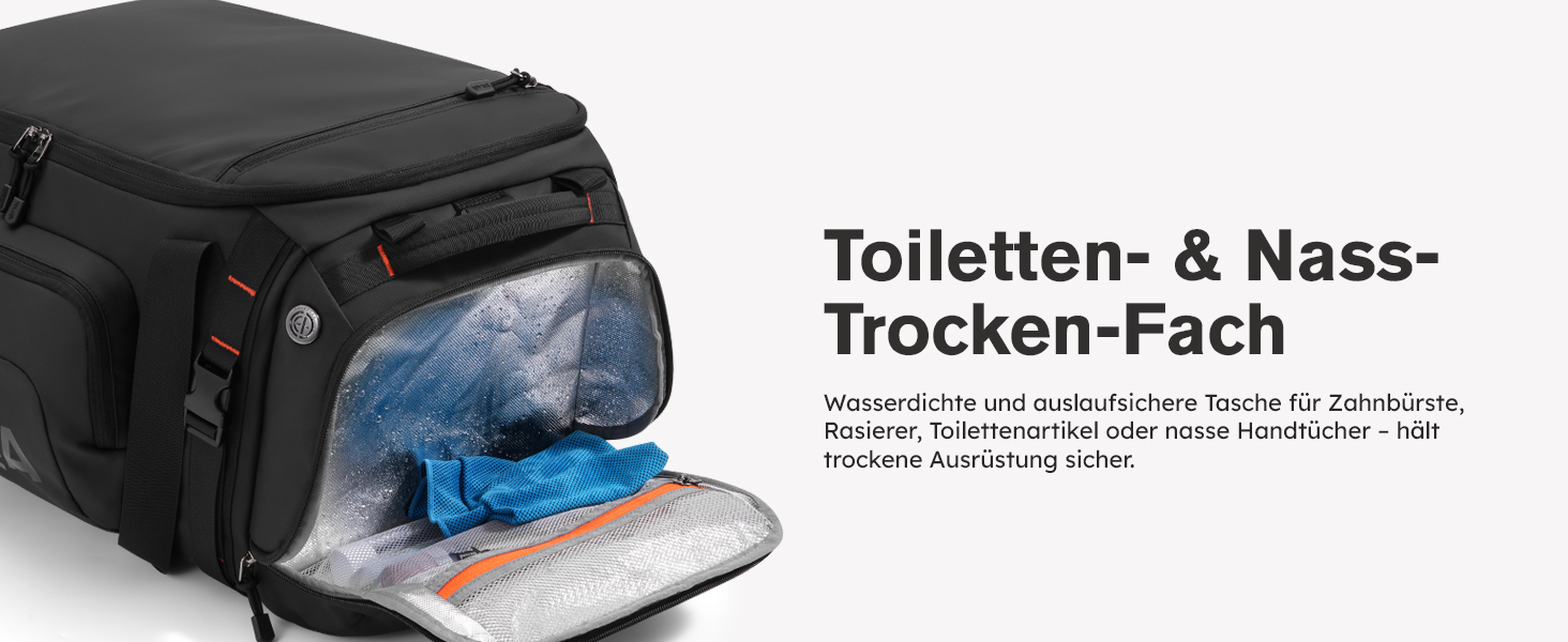 Спортивна сумка-рюкзак Tolaccea 40L з відділеннями для взуття, мокрого одягу та ноутбука 15.6