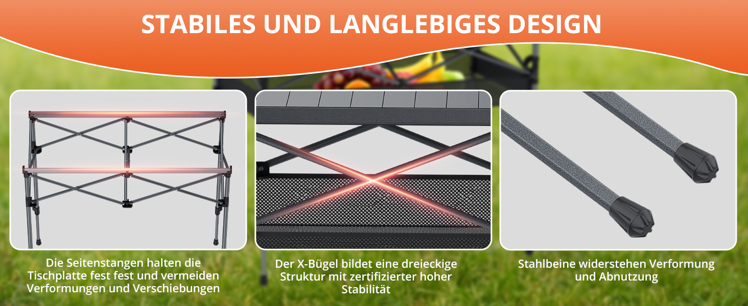 Складаний туристичний стіл FUNYKICH 82x40 см з регулюванням висоти (44/70 см), з сітчастою кишенькою, для пікніка, кемпінгу, BBQ, саду, партії. Розміри: 100x50x(70/87) см