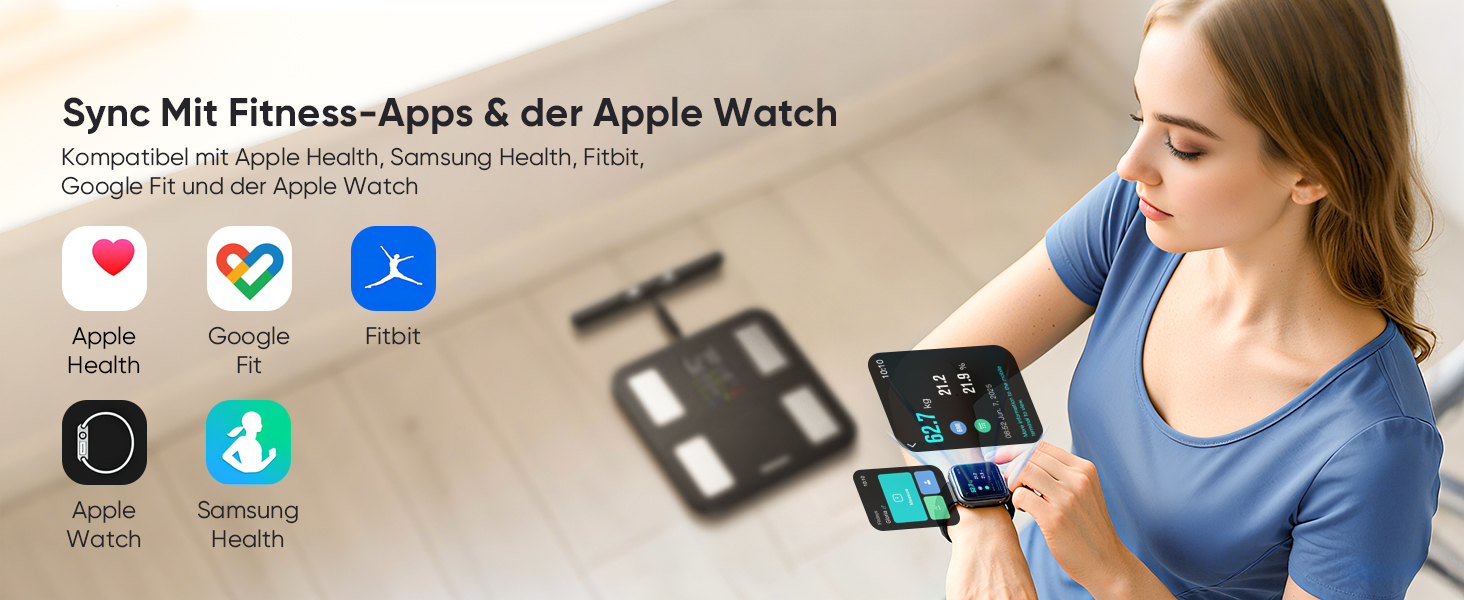 Смарт-ваги для тіла з аналізатором жиру Personenwaage: Bluetooth, 28 показників, до 180 кг