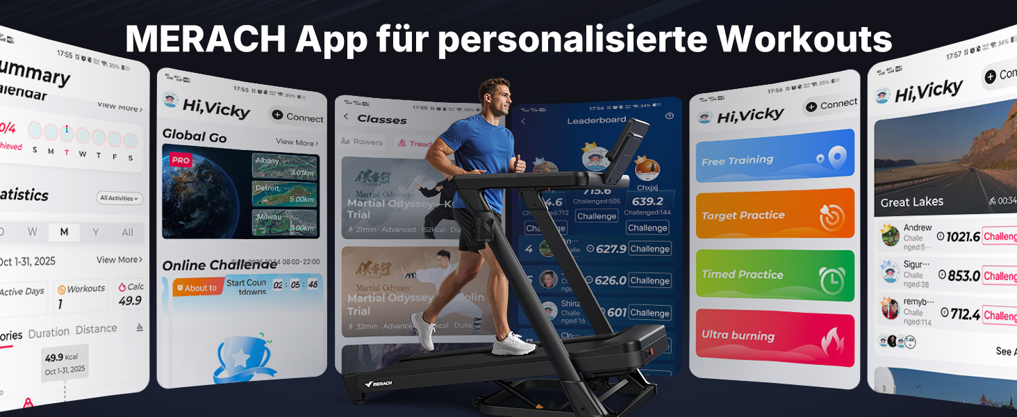 Біговий тренажер MERACH для дому з нахилом 18%, автоматична зміна нахилу, 1-14 км/год, складаний, потужність 3.5HP, розмір 46*120 см, 12 програм, чорний