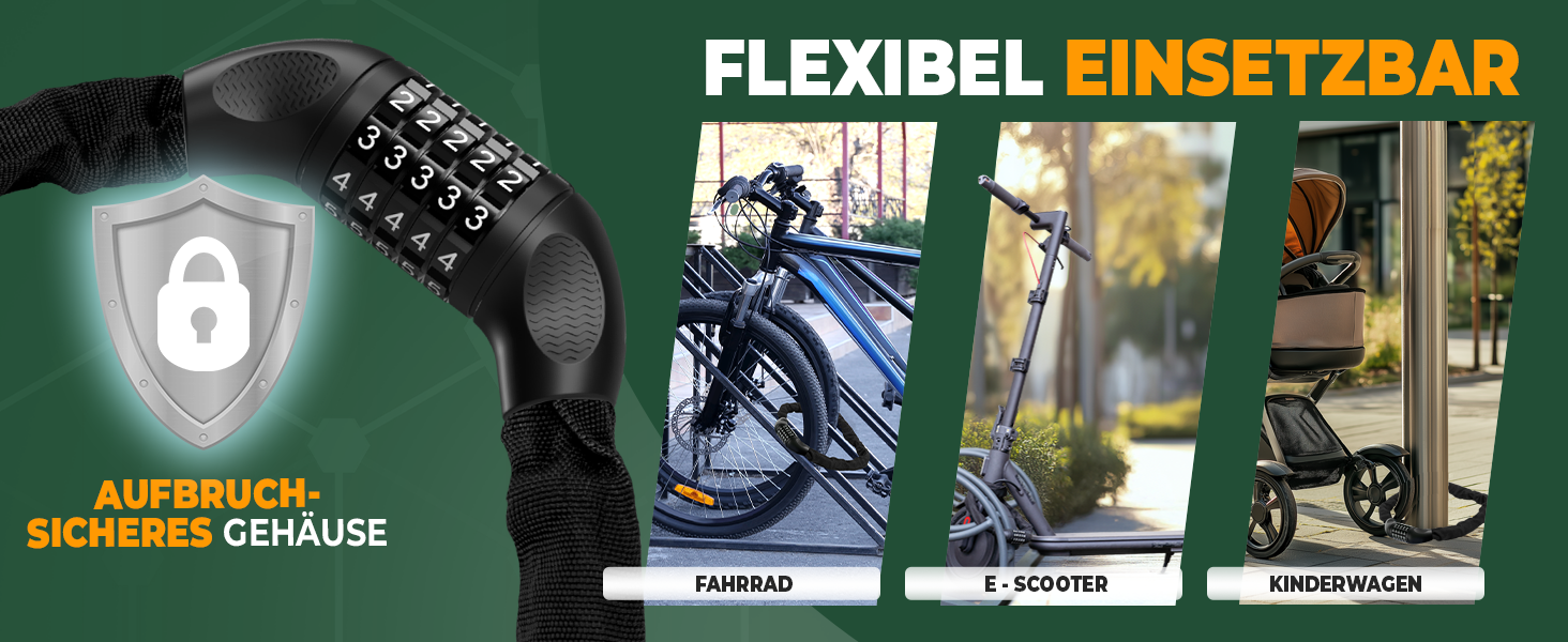 Замок для велосипеда MIVELO Kettenschloss - висока безпека, 90 см, з кодовим замком (PIN)