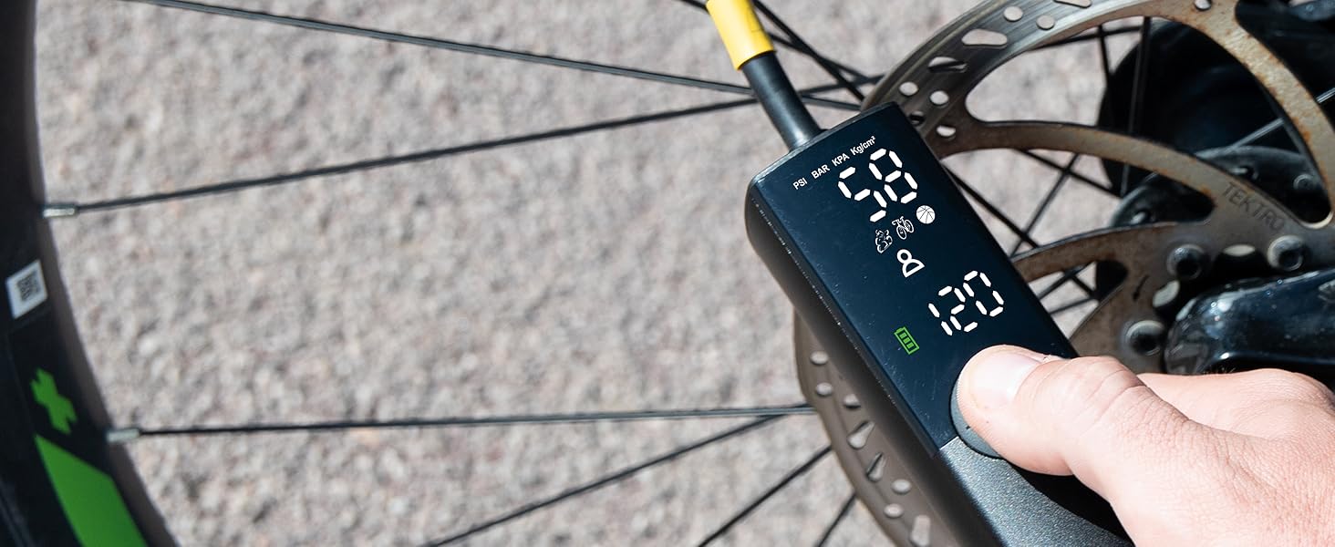 Електрична повітряна помпа Woowind BP188: акумуляторна, 120-150 PSI, для авто, велосипеда, мотоцикла, сумісна з усіма клапанами